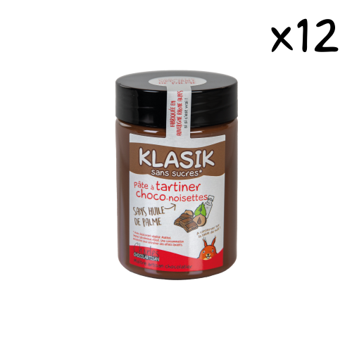 Pâte à tartiner KLASIK SANS SUCRES CARTON 12x280g sans huile de palme