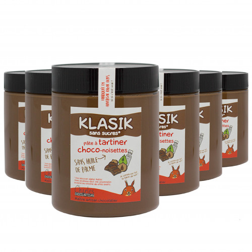 Pâte à tartiner Pack de 6 pots de 570g de Klasik sans sucres sans huile de palme