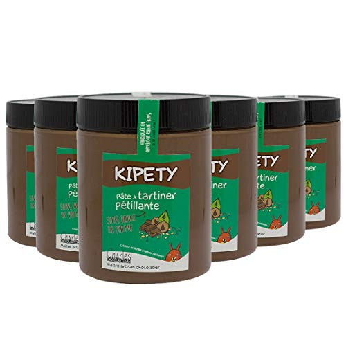 Lot de 6 pots pâtes à tartiner chocolat lait noisettes pétillantes Kipety - 6x570 g