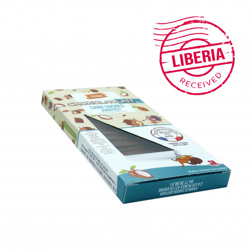 Tablette de chocolat au lait sans sucres origine Libéria 47%