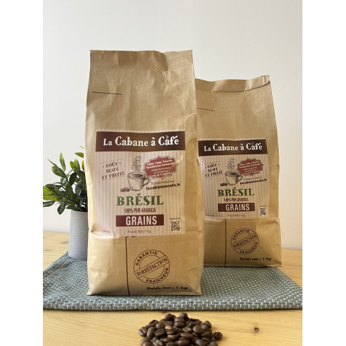 Lot de 2 paquets de café en grains origine Brésil 1kg