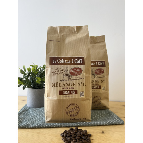 Lot de 2 paquets de café en grains Mélange n°1 - 1kg
