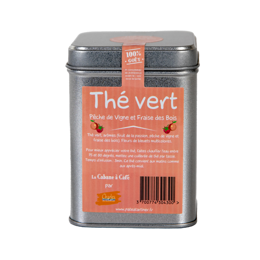 Thé vert pêche de vigne et fraise des bois