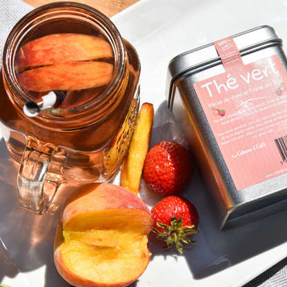 Thé vert pêche de vigne et fraise des bois