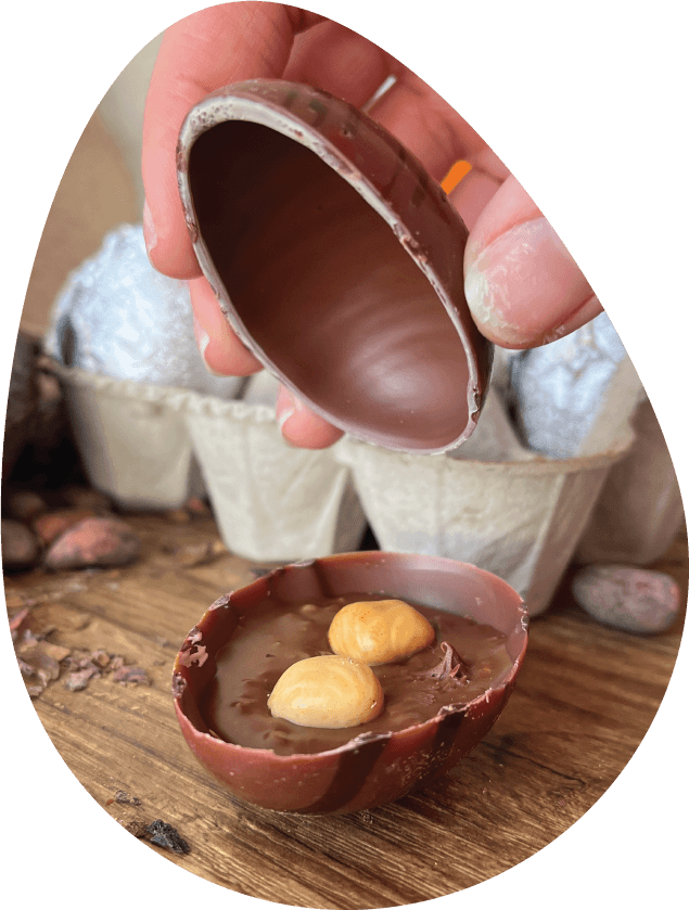 Oeuf fourré à la pâte à tartiner façon rocher made in Loire