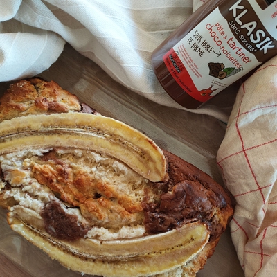 Le banana bread à la pâte à tartiner sans sucres